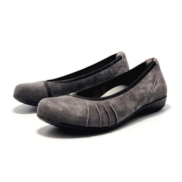 Earth Alder Derby New Suede 7.5 Round Toe Comfort Ballet Flats Dark Slate Gray - Picture 8 of 10